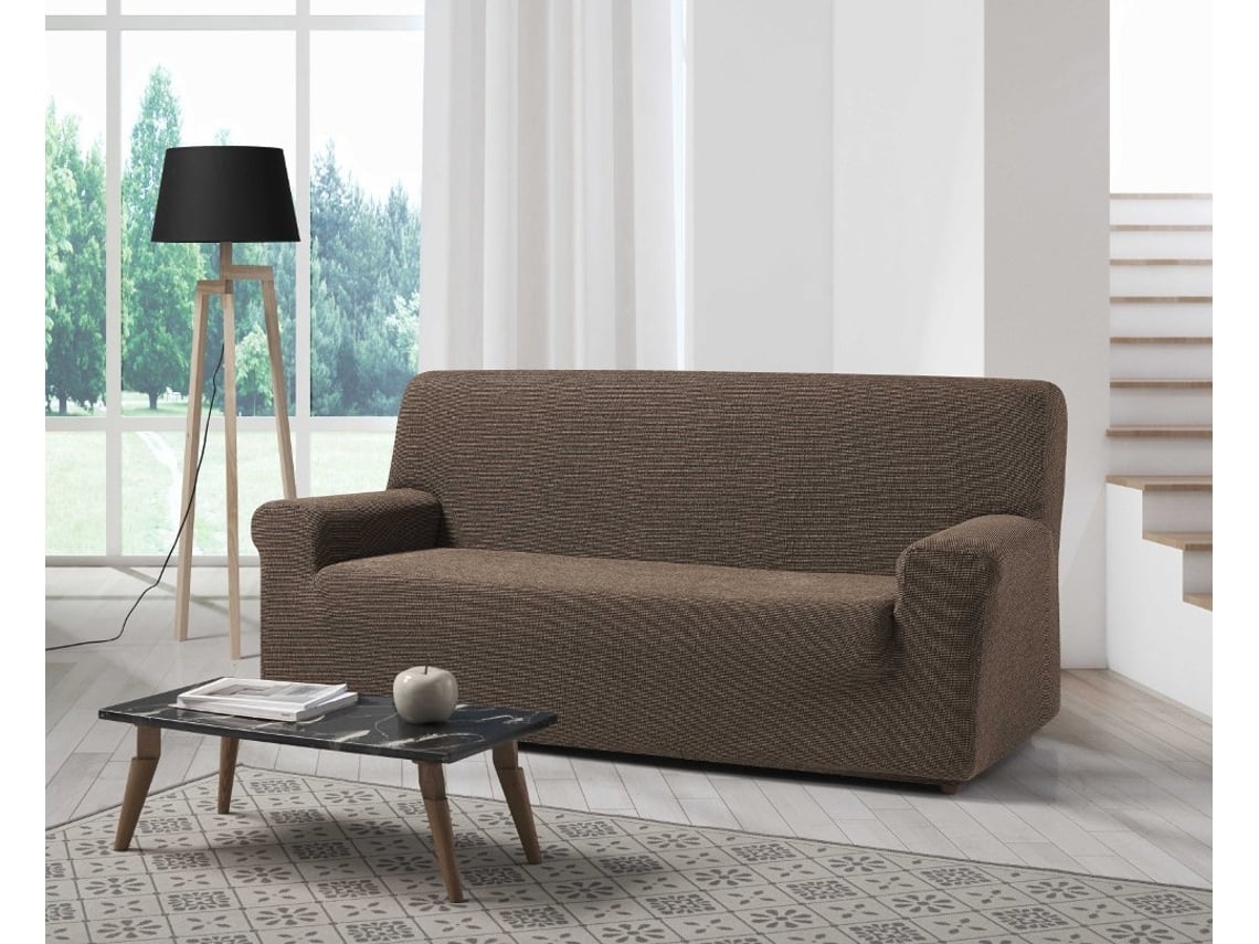 Capa de Sofá Extensível Estoralis Protetor de Sofá Orion 4 Lugares 210 X 240 Cm. Castanho (Outlet Caixa Aberta)