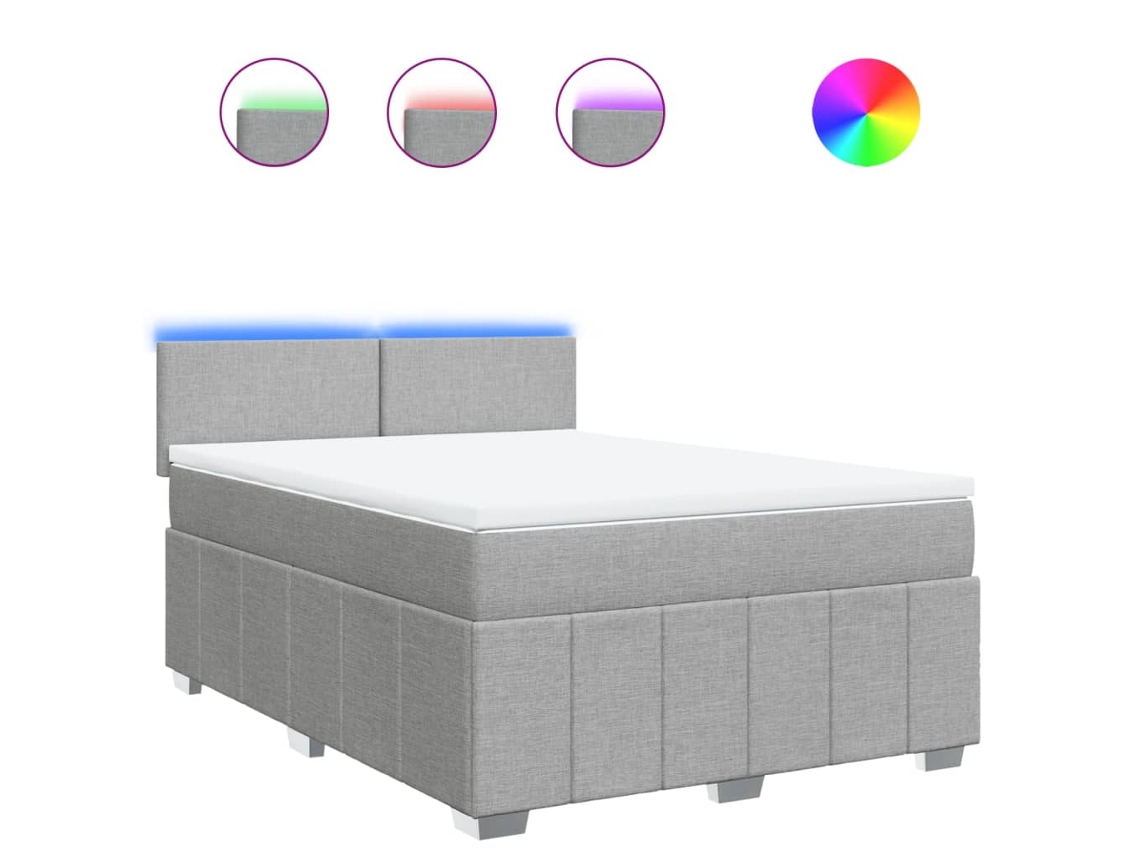Box Spring Bed, Box Spring Beds Vidaxl Cinzeto Tecido (160 X 200 Cm)