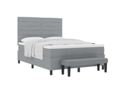 Vidaxl Cama Box Com Cabeceira Cinzento-claro 140 X 190 Cm Tecido