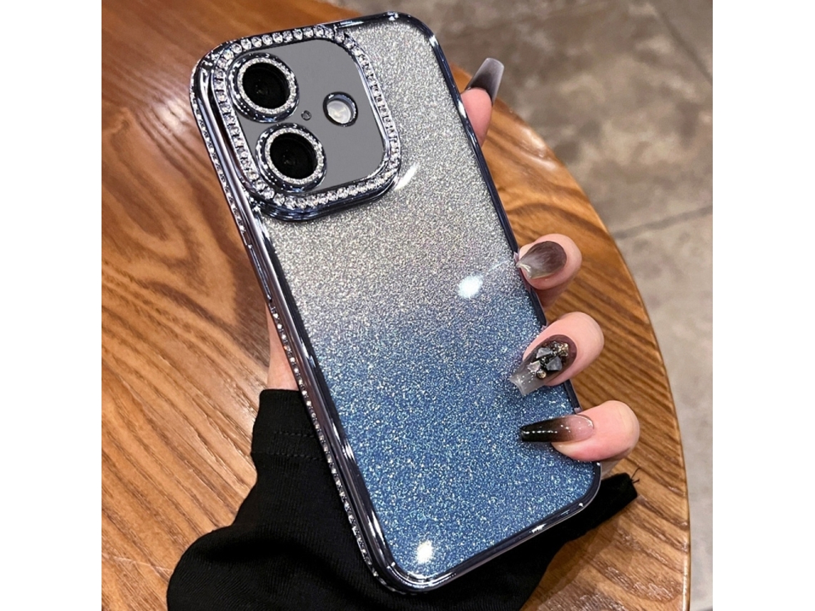 Capa De Tpu Para Iphone 16 Plus - Glitter Degradê De Diamante
