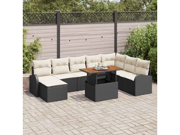 Vidaxl Conjunto De Sofá De Jardim 9 Unid. Preto Rattan Sintético