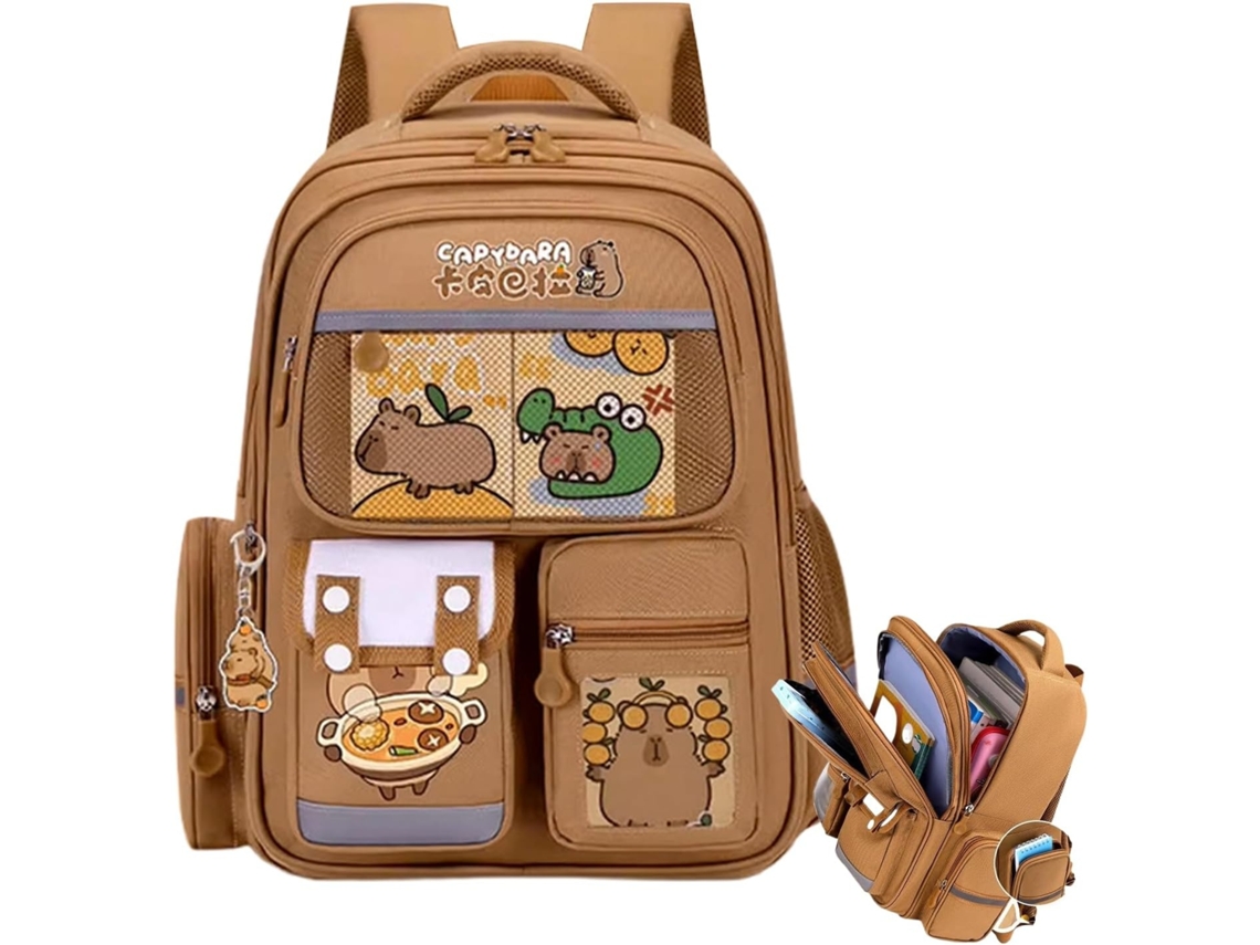 Lurelia Mochila Capivara Para Ensino Básico E Secundário, Grande Capacidade
