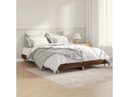 Vidaxl Estrutura De Cama 135x190cm Derivados Madeira Carvalho Castanho