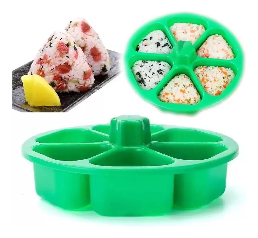 Molde Triangular De Sushi Com 6 Cavidades Para Onigiri, Bolinhos De Arroz, Ferramenta Antiaderente Para Sushi