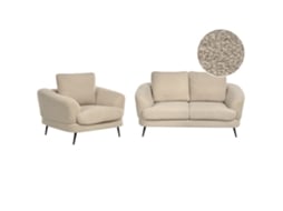 Conjunto De Sala De Estar Beliani Kjaer De Bouclé Beige 155x100x100