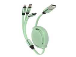 Mali cabo de Carregamento Retrátil 3 em 1 3a com Conector Typec/ios/android (verde Matcha)