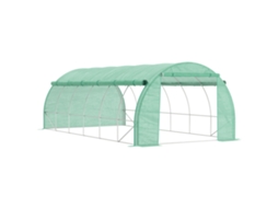 Estufa 6x3x2m Com Proteção Uv, Túnel De Polietileno, Acesso Para Caminhar, Coberturas Retráteis De Aço, Verde.