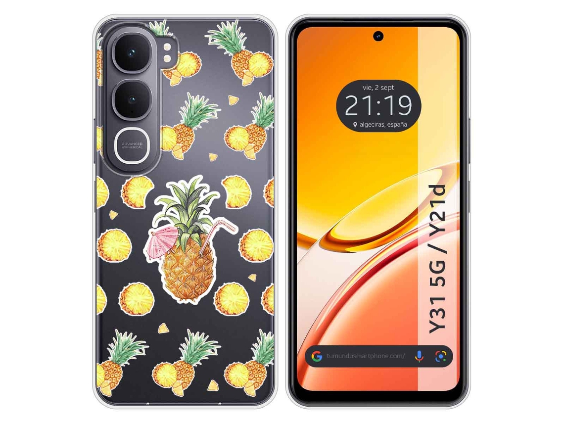 Capa Tumundosmartphone De Silicone Transparente Com Desenho De Abacaxi Para Vivo Y31 5g / Y21d