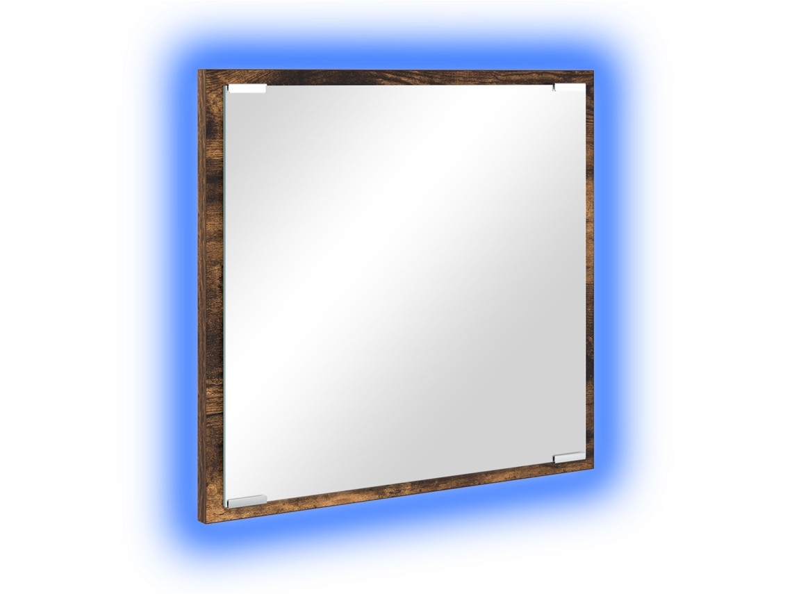 Conjunto 1 Espelho De Led Vidaxl Castanho Vidro (40 X 37 X 8.5 Cm)