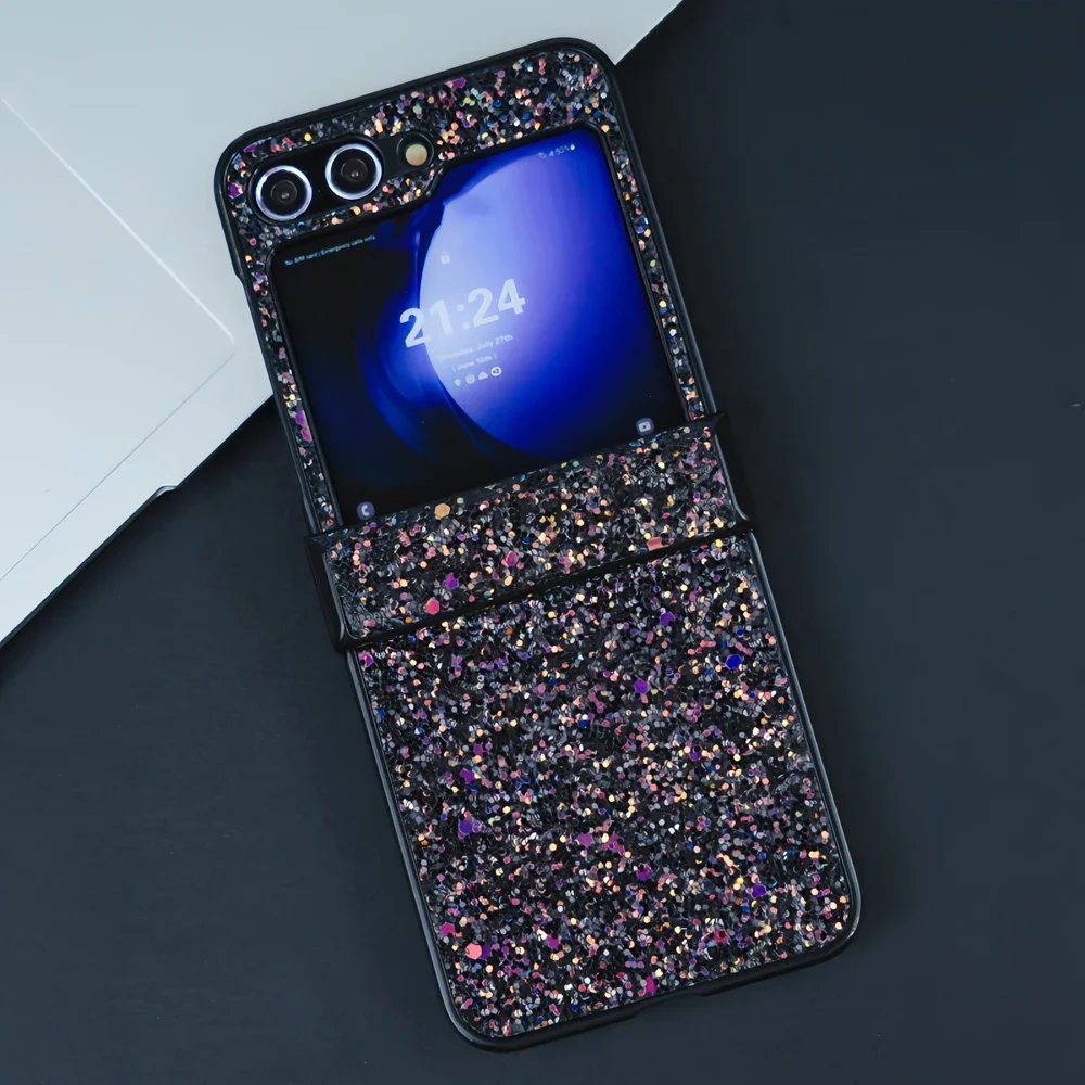 (verde, Galaxy Z Flip4) Capa De Celular Com Glitter, Material Rígido De Pc, À Prova De Choque, Ultrafina E Resistente A Arranhões.