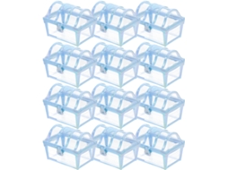 Caixas De Doces Em Formato Baú Pirata, Azul Pérola, 12 Unidades, Recipientes Decorativos Para Embalagens E Presentes Em