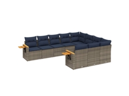 Conjunto de 10 Sofás P/ Jardim C/ Almofadões Vime Pe Cinzento MAISON EXCLUSIVE (10 pcs)
