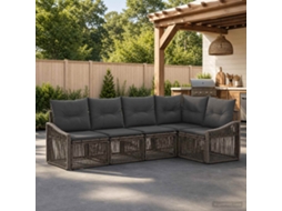 Vidaxl Conjunto De Sofá De Jardim 5 Unid. Cinzento Vime Pe