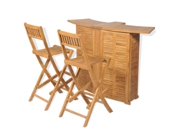 Conjunto De Bistrô C/ Cadeiras Dobráveis 3 Pcs Madeira Teca Dkd Home Decor