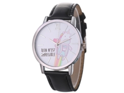 Reloj De Pulsera De Aleación Analógico Con Dial Redondo Para Parejas Negro