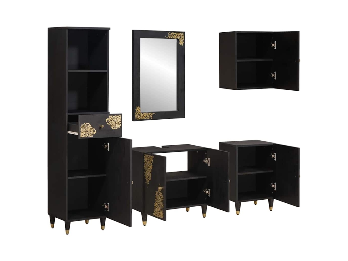 Conjunto de armários para banheiro MAISON EXCLUSIVE 5 peças com gaveta preto