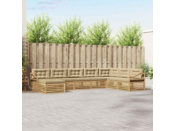 Vidaxl Conjunto De Sofás Para Exterior 8 Unid. Branco E Bege Poliéster
