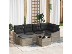 Vidaxl Conjunto De Jantar Para Jardim 7 Pcs Cinzento-claro