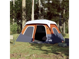 Vidaxl Tenda Familiar Led 6 P. Libertação Rápida Cinza-claro/laranja