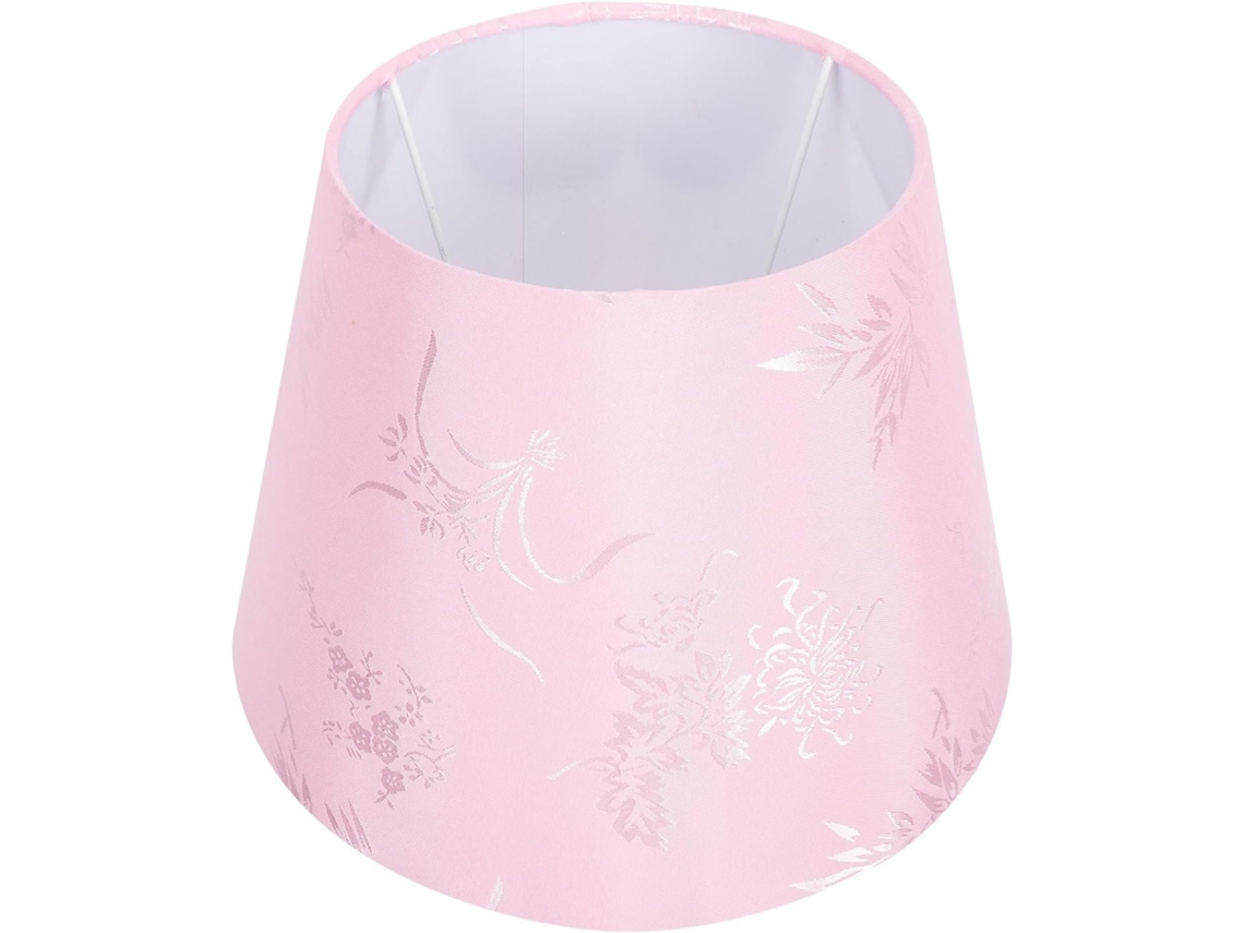 Abajur Simples Bordado, Em Tecido E Metal, Rosa.