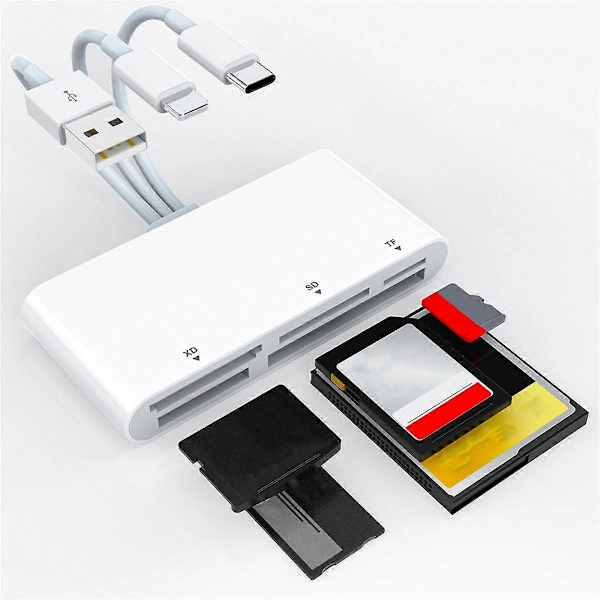Leitor de Cartão de Memória 5 em 1, Adaptador Usb Otg, Leitor de Cartão Usb c, Compatível com Cartões Sd, Tf, Xd e Ms para Dispositivo Móvel AQUAFORGE