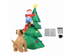 Árvore de Natal inflável com velho, cachorro e luzes LED para jardim ao ar livre (UK 100-240V) | S/MARCA