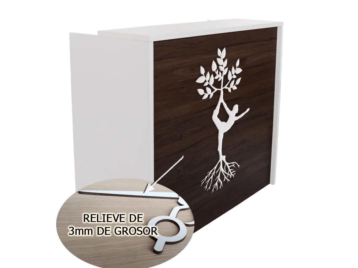 Balcão de recepção compacto para Arbol Yoga Center 80 cm. Noz. OFILIKE