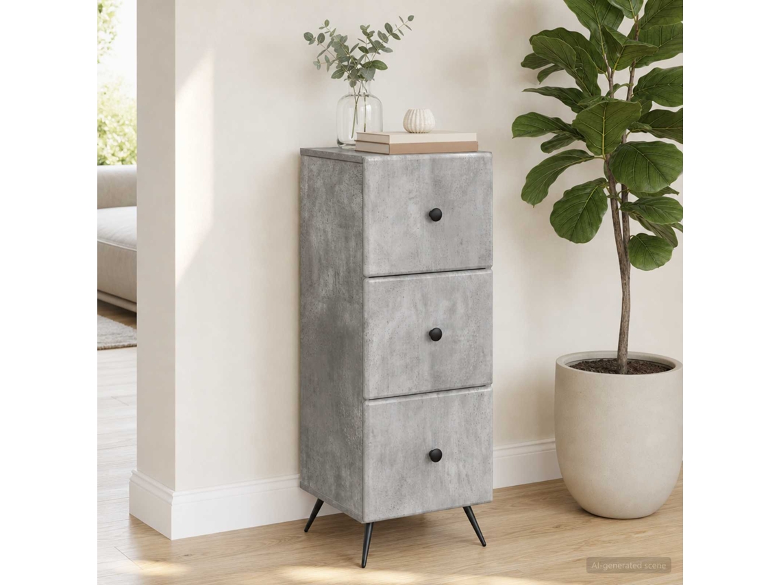 Vidaxl Gabinete De Gavetas Cinzento Cimento 33 X 34,5 X 90 Cm