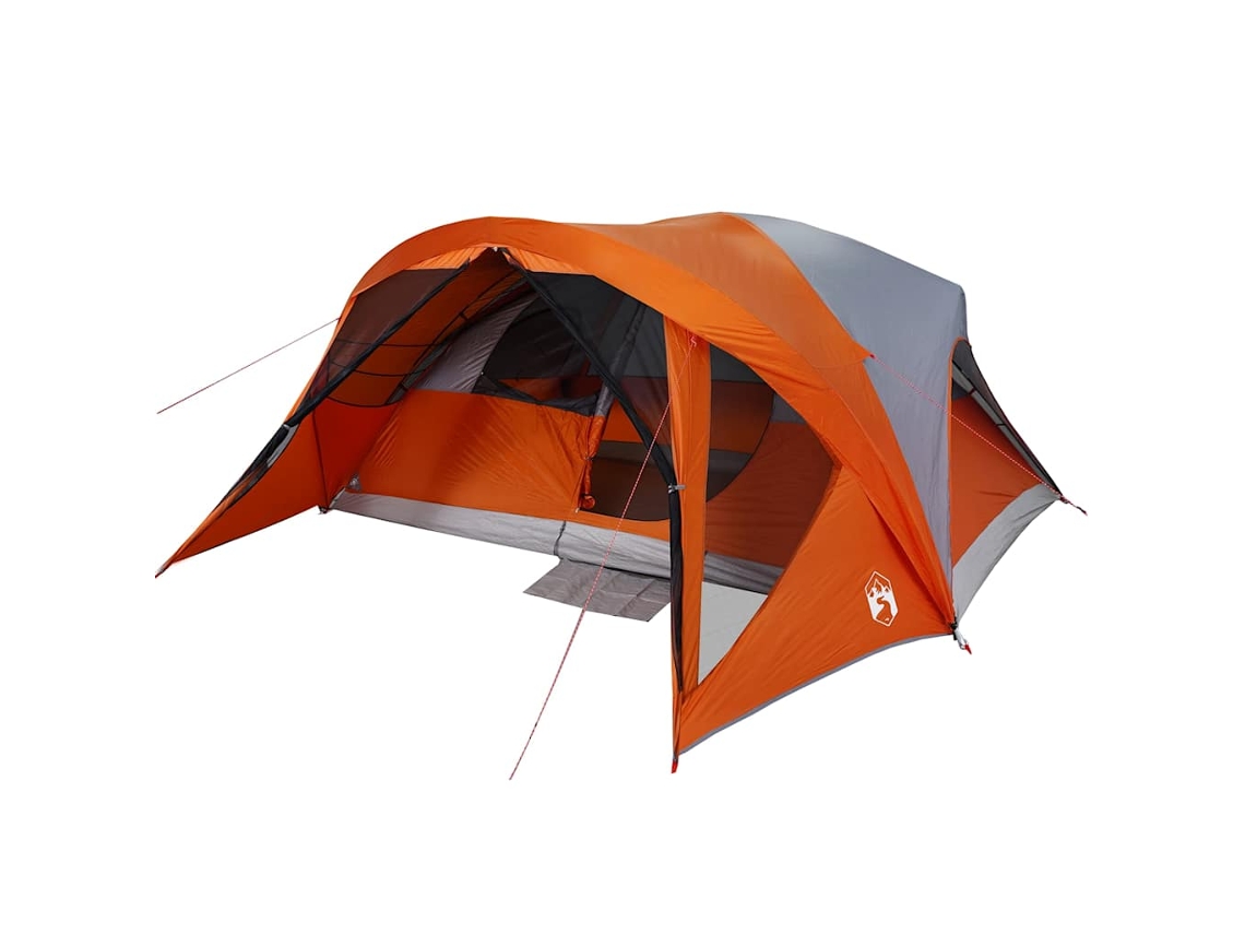 Tenda familiar estilo cabana 6 pessoas VIDAXL imperm. cinza/laranja