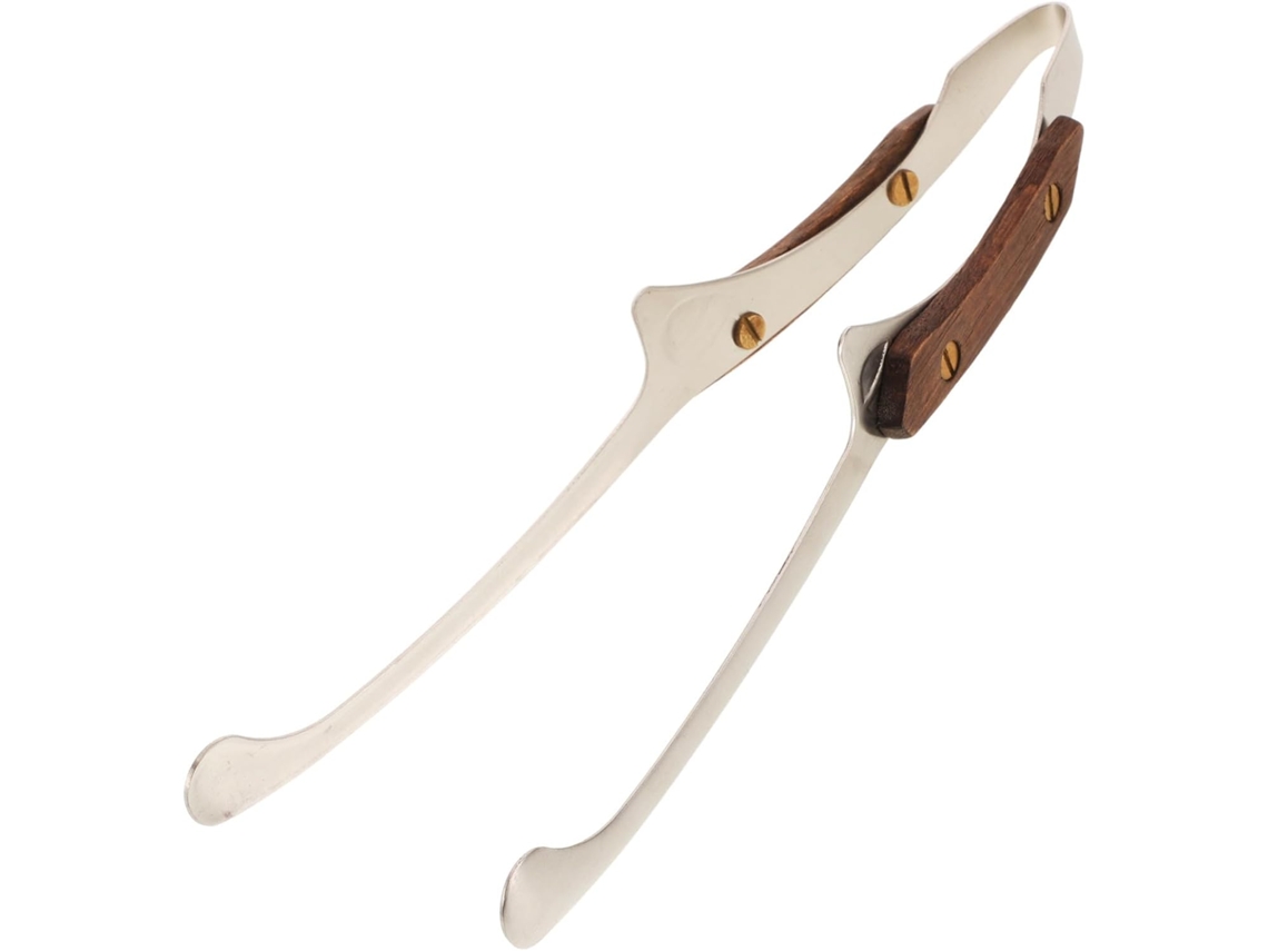 Pinça Para Churrasco Popetpop Com Cabos Ergonômicos De Madeira E Aço Inoxidável 3034, Autoportante, Ideal Para Grelhar E