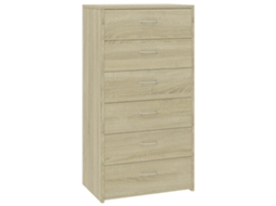 Aparador MAISON EXCLUSIVE com 6 gavetas em contraplacado cor carvalho (50x34x96 cm)