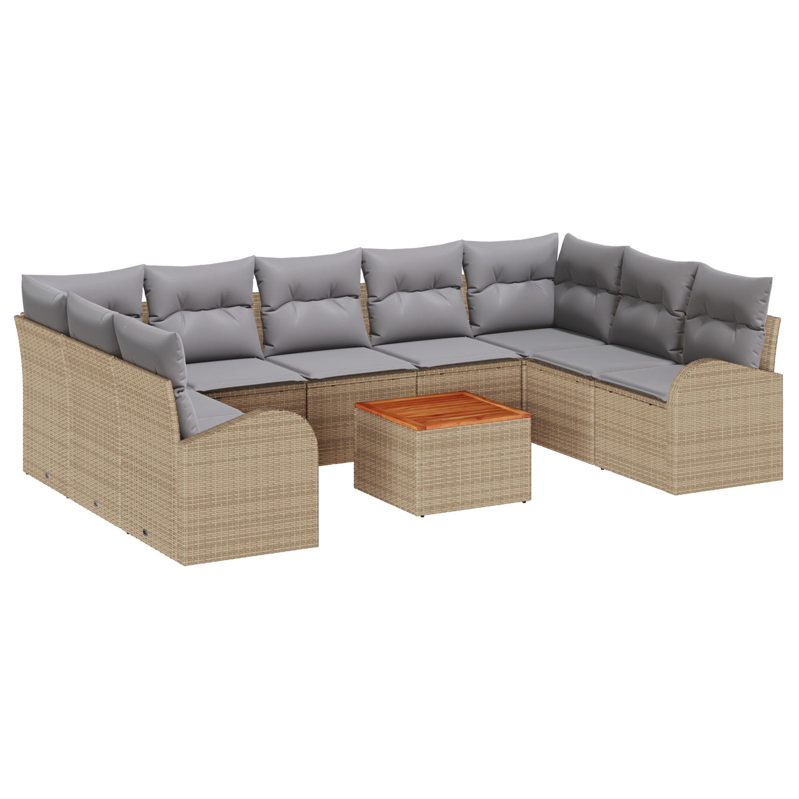 Conjunto 10 Sofá De Jardim Vidaxl Bege Vime Pe (55 X 55 X 37 Cm)
