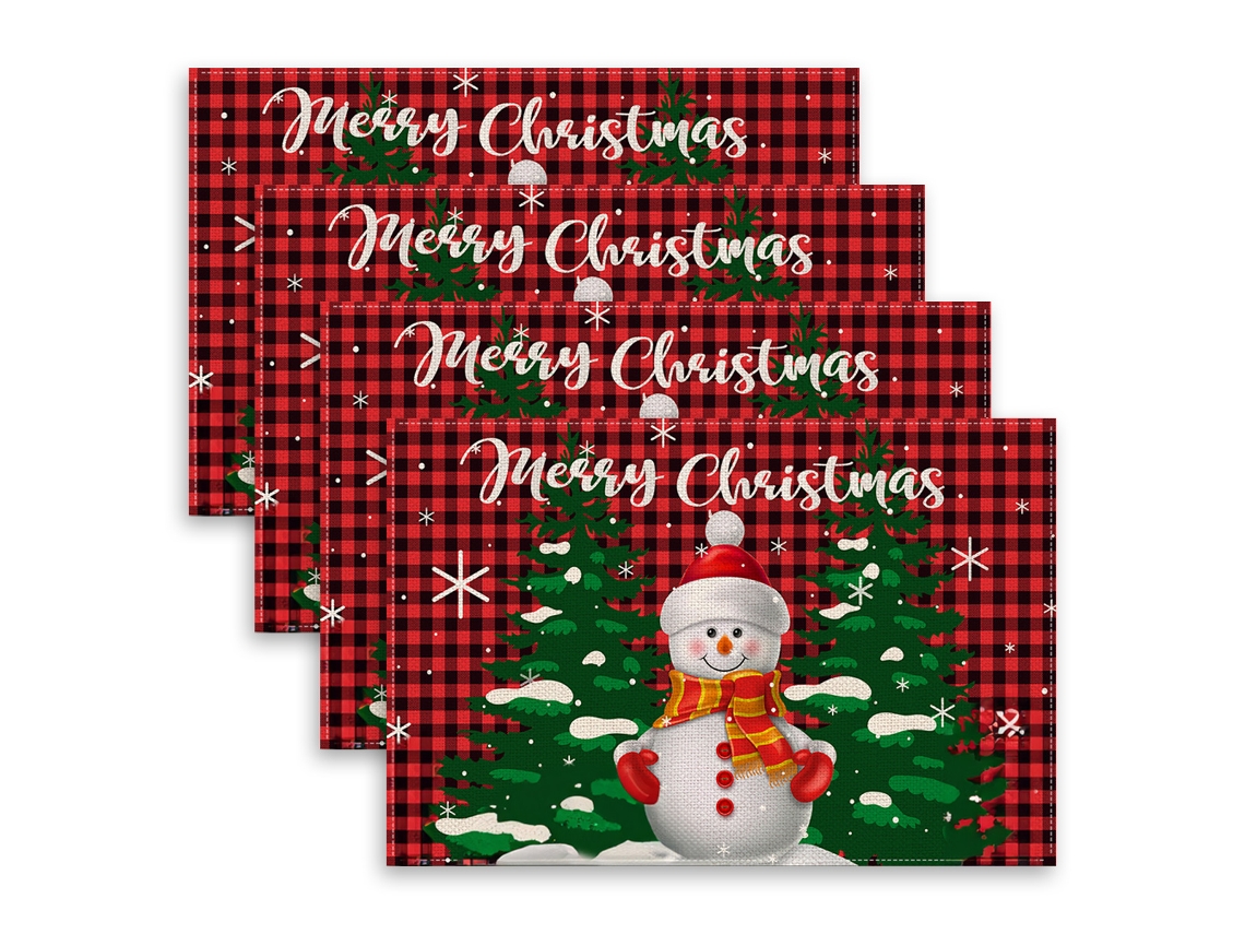 4 Pcs Natal Placemats Móveis Tecido-Qj Placemats 03-32X42Cm Linho Impermeável AURUM