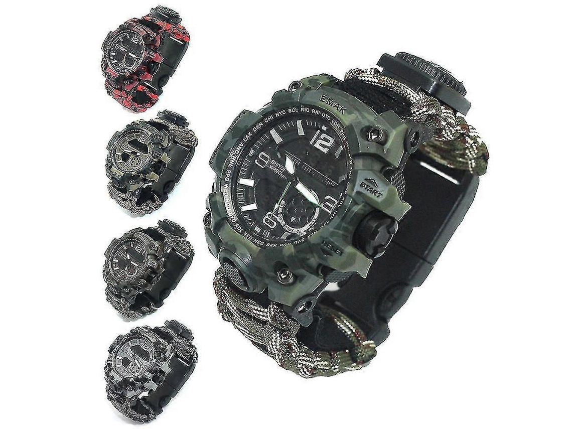 Em 1 Relógio De Pulseira Paracord Tático De Sobrevivência Ao Ar Livre Com Bússola Raspador Rotina Paracord Apito Ferramentas De Acampamento