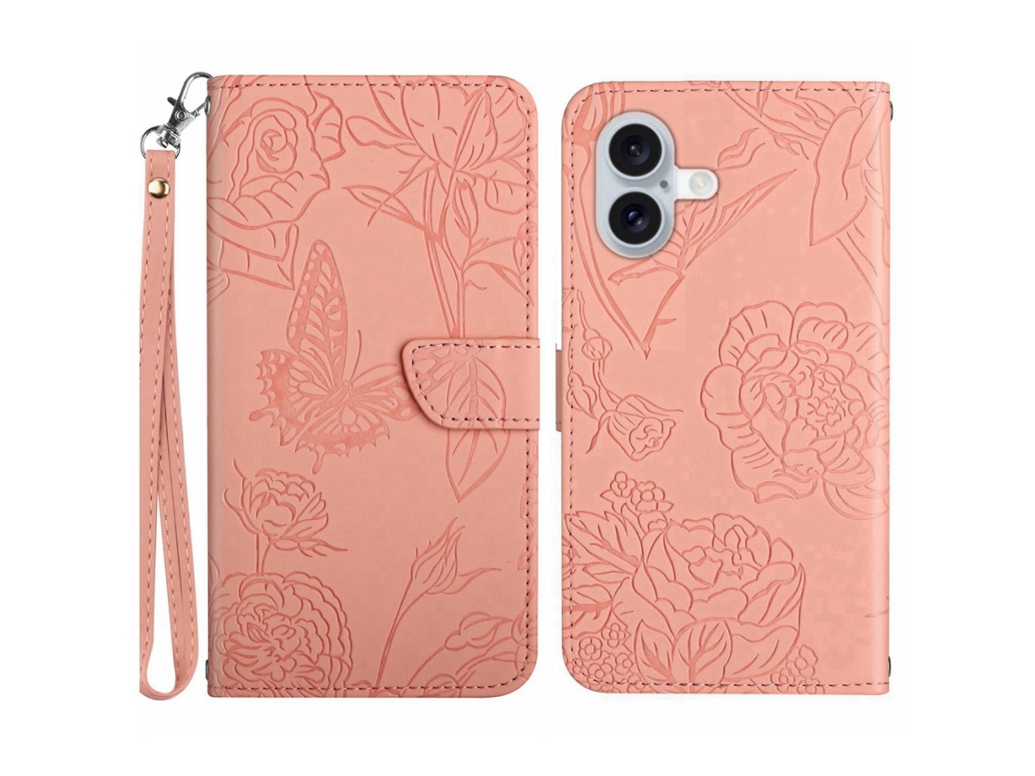 Capa Em Couro Pu, À Prova De Choque Para Apple Iphone 16 Plus - Rosa