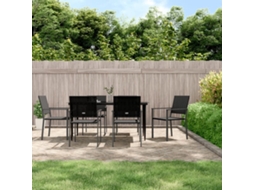 Vidaxl 7 Pcs Conjunto De Jantar P/ Jardim Vime Pe E Aço