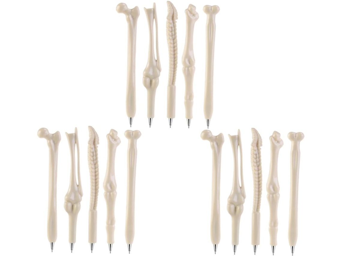 Conjunto De 15 Canetas Esferográficas 0,7 Mm Em Formato Osso,