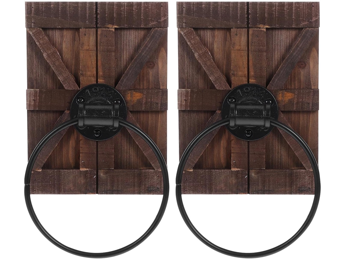 Porta-toalhas De Parede Rústico Em Ferro, 2 Peças, Cor Marrom