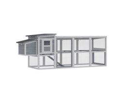 Galinheiro Galinheiro Para 3-4 Galinhas Com Correio Ninho Telhado De Asfalto Tampa Oxford Gaveta Retrátil 264x82x89cm Cinza