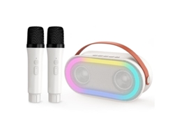 Mini Máquina De Karaokê Com 2 Microfones Sem Fio Alto Falante Bluetooth Portátil Com Baixo Estéreo E Luz Led Para Meninas E Meninos De 4 A Yizhood