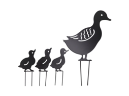 Laxiscreed Conjunto De 4 Estacas De Jardim Com Patos De Metal Decorativos Preto Para Exterior