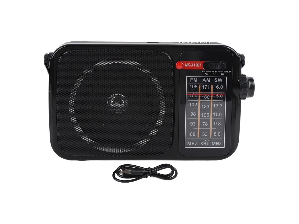 Altavoz Bluetooth portátil com design retro, rádio estéreo/fonógrafo recarregável