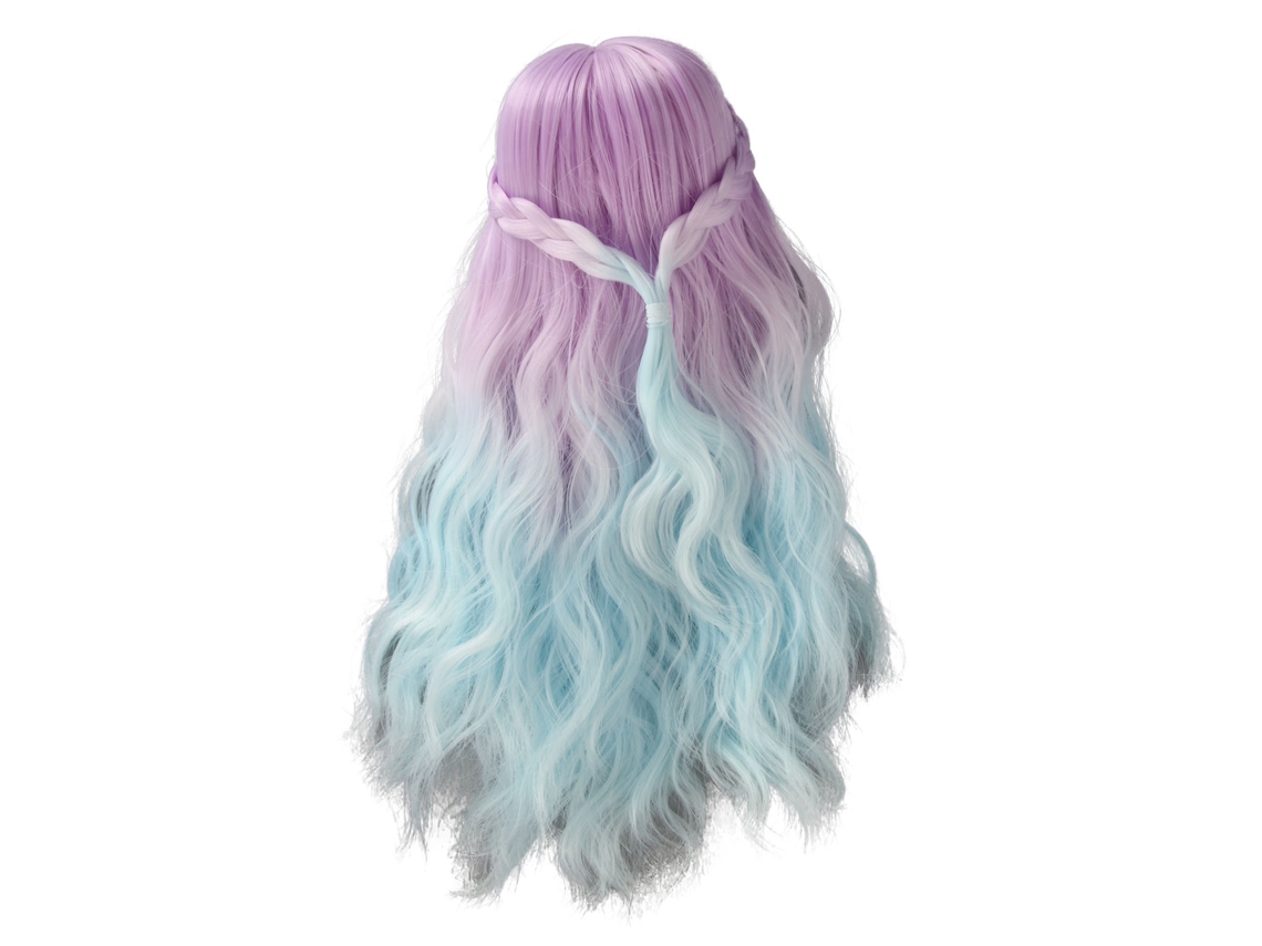 Peruca Cacheada 1/6 Boneca Gradiente Roxa Alta Elasticidade Diy Cabelo Boneca