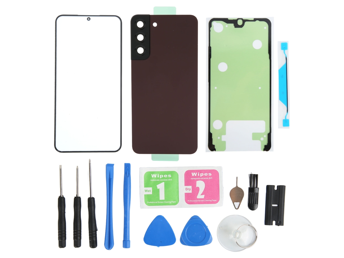 Aetheria kit Tampa Vidro Traseira e Frontal com Lente Câmera para Samsung Galaxy S22 Plus Vermelho