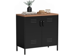 Aparador Salon Metallique, Meuble De Arrumação Industriel Avec 2 Portas Et Prateleira Ajustável, 80 X 40 X 80 Cm, Preto