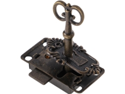 Fechadura Antiga Vintage Para Móveis Com Chave
