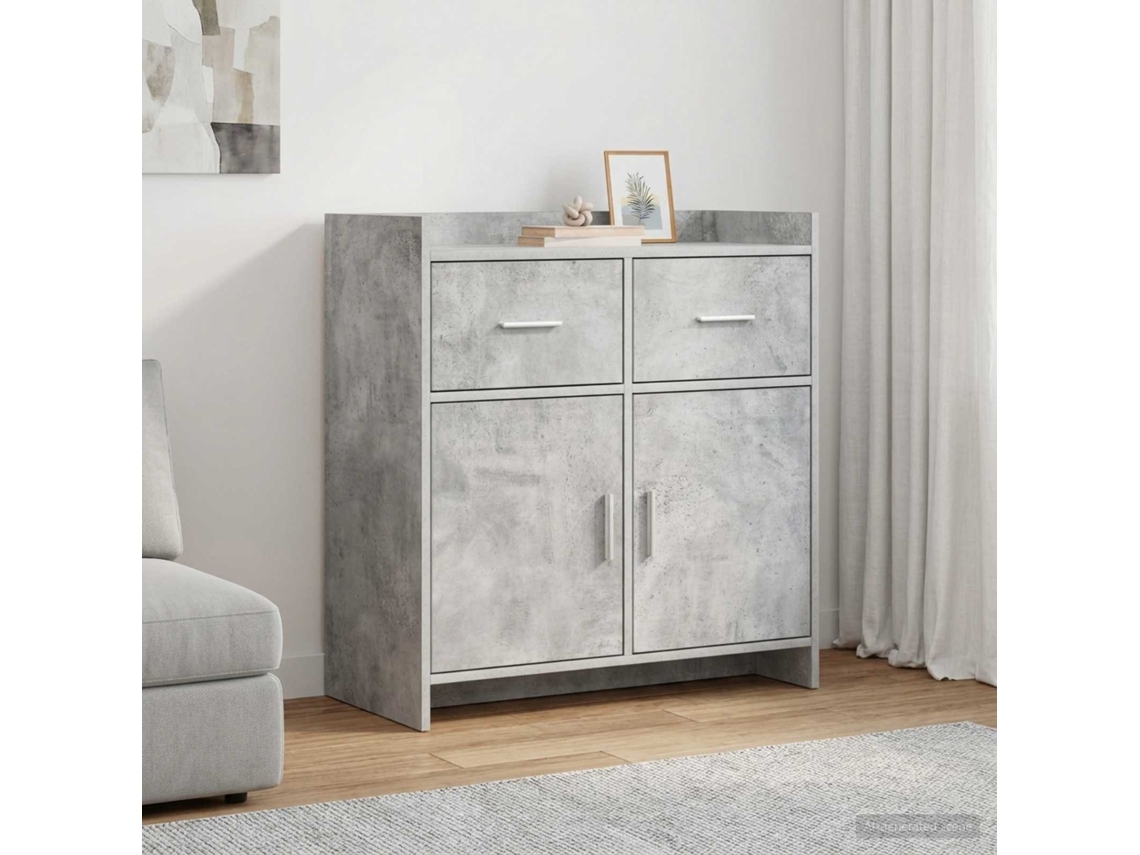 Vidaxl Buffet Cinzento Cimento 75 X 36 X 80 Cm Derivados De Madeira
