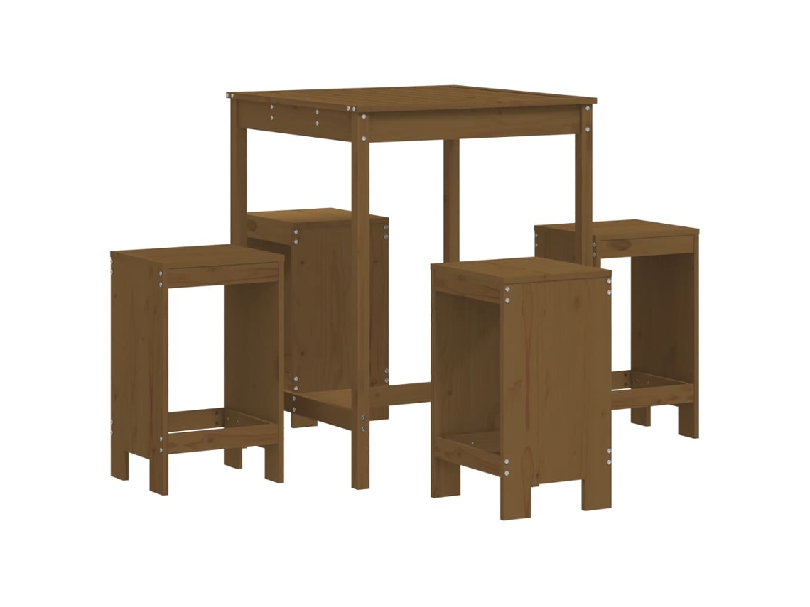 Conjunto de 5 Bar para Jardim Madeira Pinho Maciça Castanho Mel MAISON EXCLUSIVE