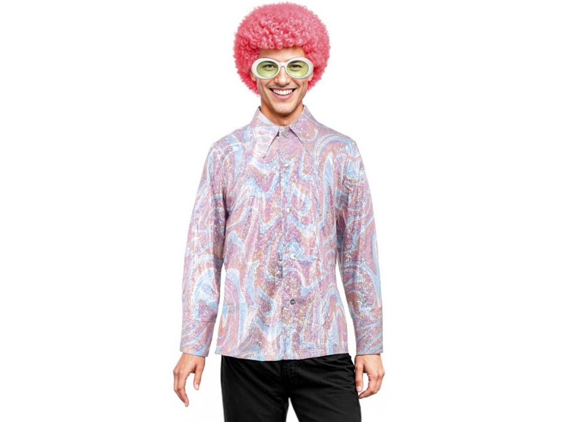 Camisa rosa psicodélica Bling Disco para homens