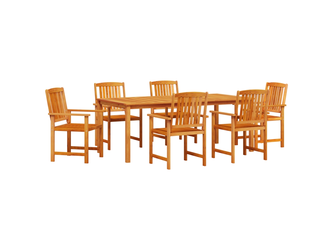 Conjunto 7 Conjunto De Jantar Para Jardim Vidaxl Castanho Madeira De Acácia Maciça (180 X 90 X 75 Cm)